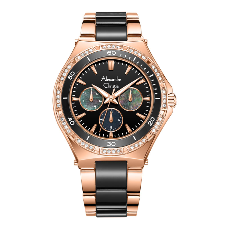 Alexandre Christie Jam Tangan Wanita Alexandre Christie Multifunction AC 2294 BF BRGMA Black Dial Du
