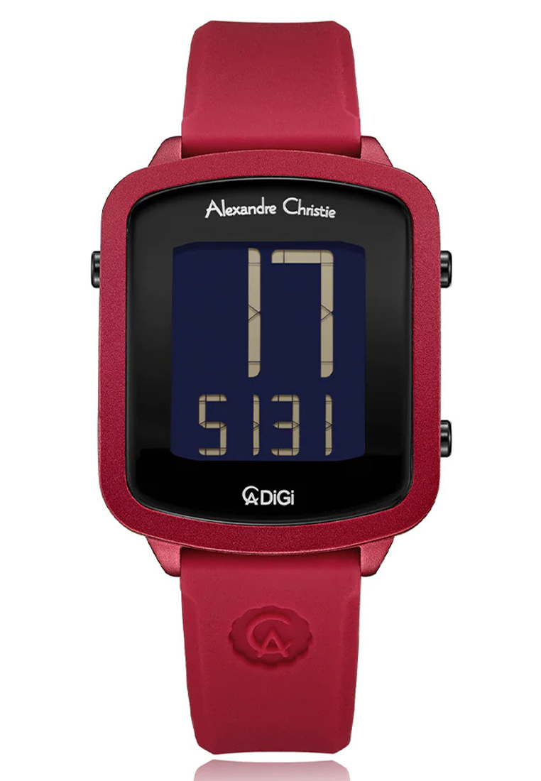 Alexandre Christie - Jam Tangan Wanita - Red - Rubber Strap - 9381 LHRREBA