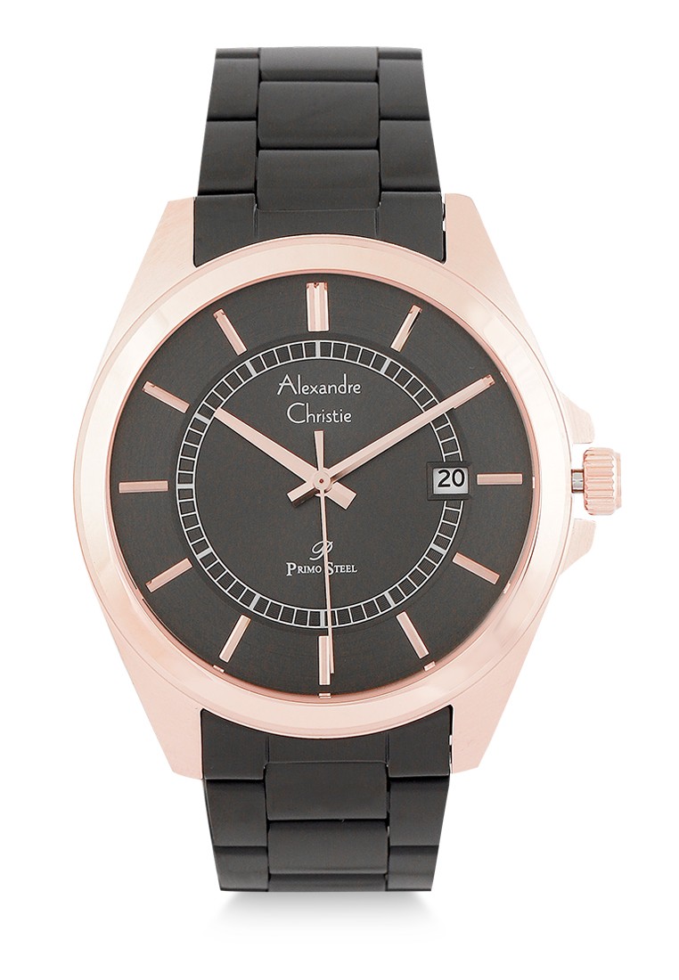 Alexandre Christie Jam Tangan Pria - Black Rosegold - Stainless Steel - 1033 MDBBRBA