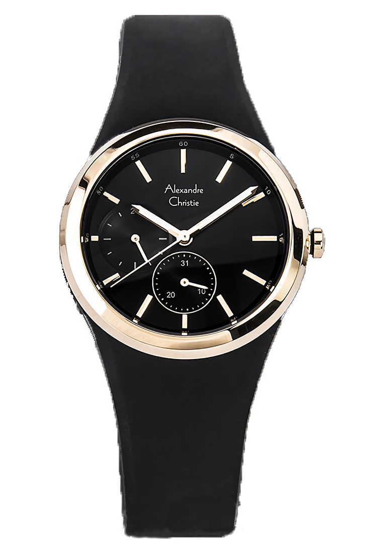 Alexandre Christie - Jam Tangan Wanita - Black - Rubber Strap - 2663BFRGPBA