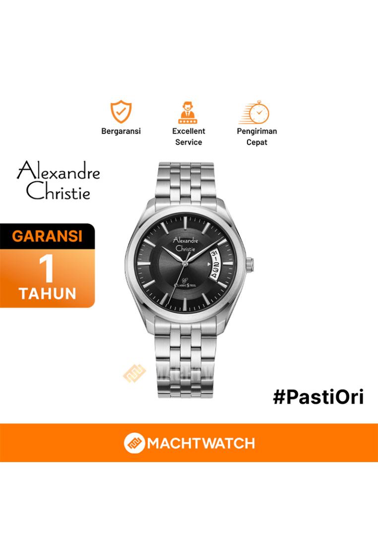 Alexandre Christie Jam Tangan Pria Alexandre Christie Classic Steel AC 8674 MD BSSBA Men Black Dial 