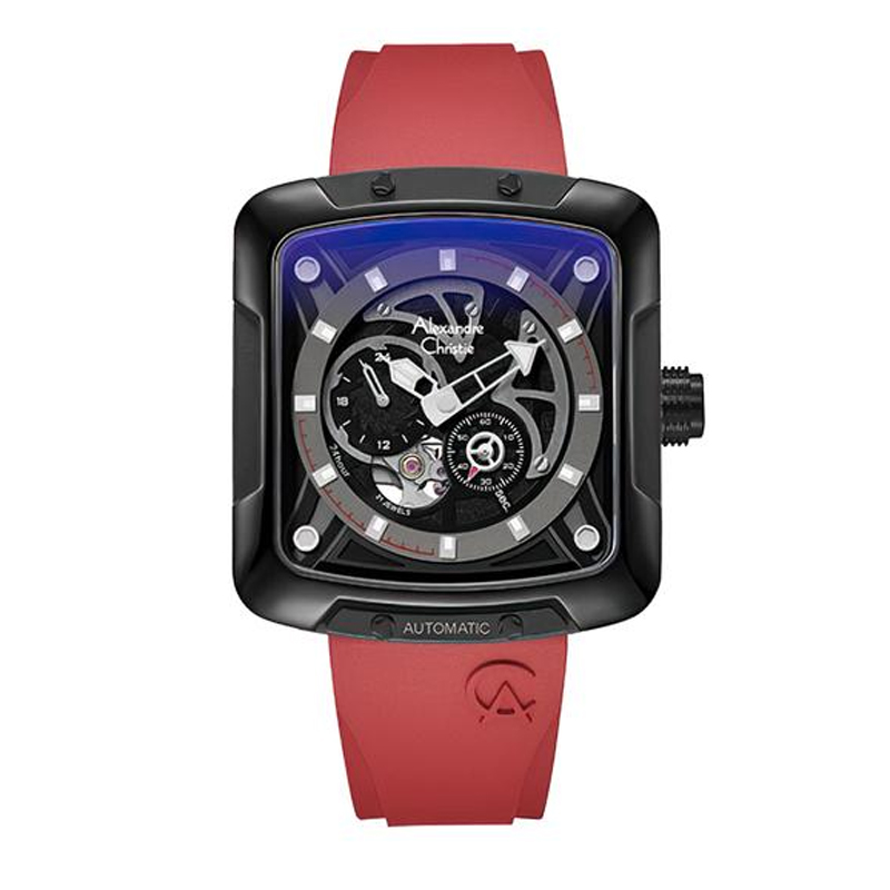 Alexandre Christie AC 3030 Black Red Rubber Automatic GARIPBARE