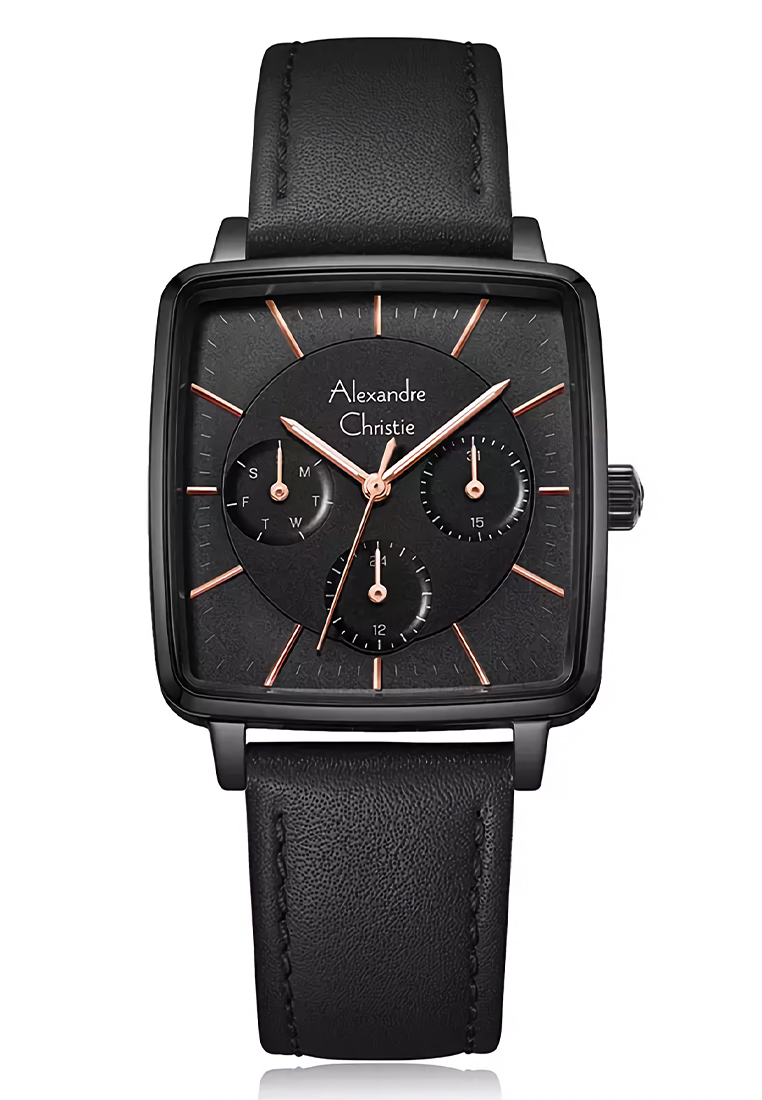 Alexandre Christie - Jam Tangan Wanita - Black - Leather Strap - 5003 BFLIPBARG