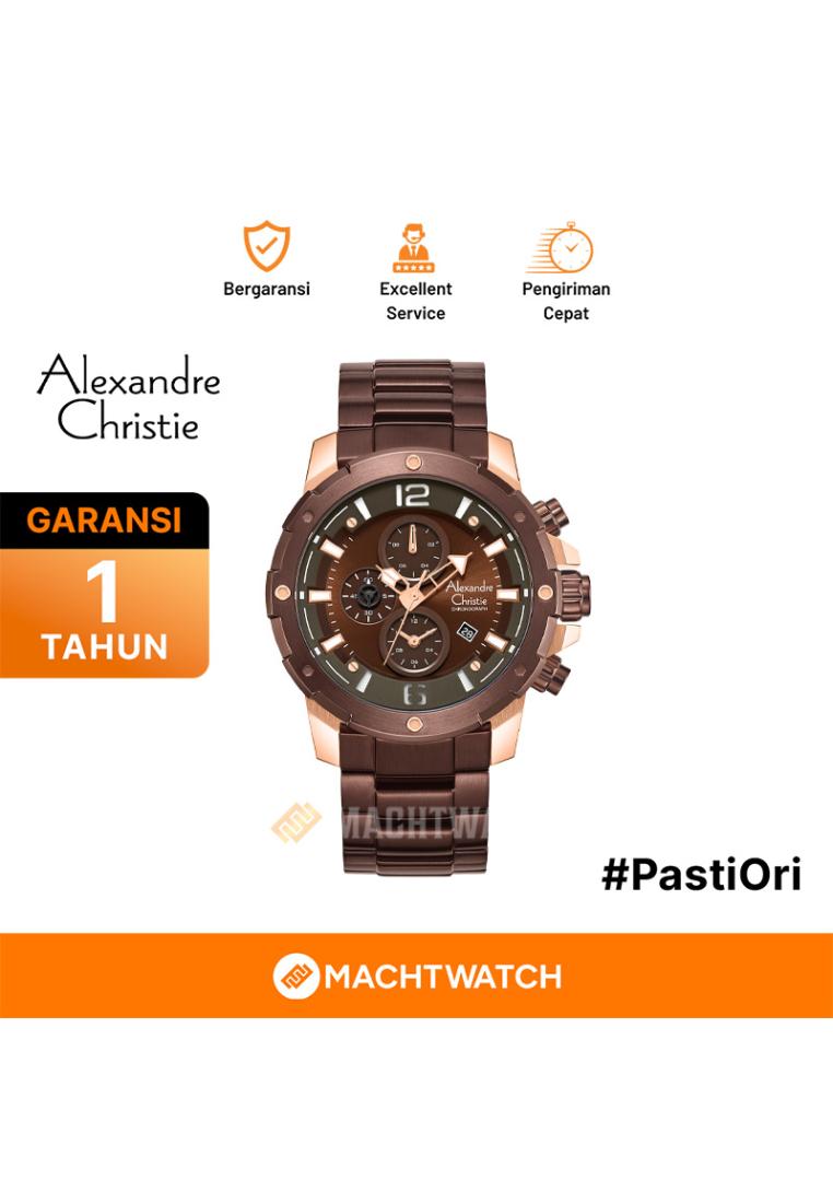 Alexandre Christie Jam Tangan Pria Alexandre Christie Chronograph AC 6410 MC BROBO Men Brown Dial Br
