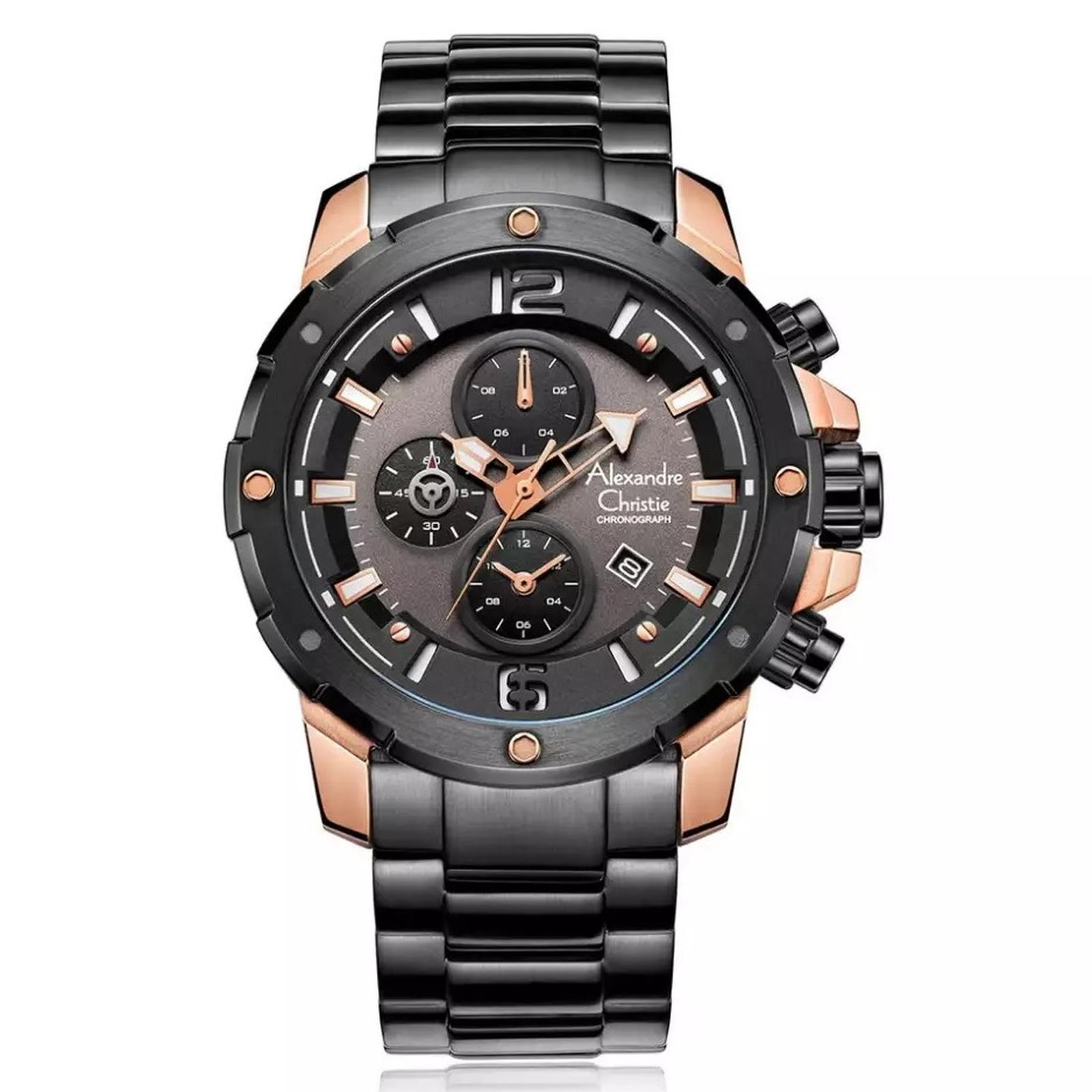 Alexandre Christie 6410 Rosegold Rantai Hitam Cowok