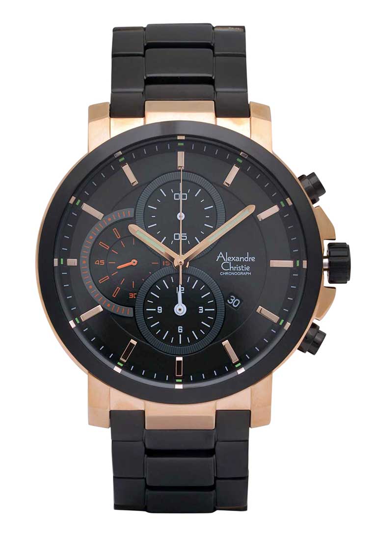 Alexandre Christie Jam Tangan Pria - Black Rosegold - Stainless Steel - 6350 MCBBRBA