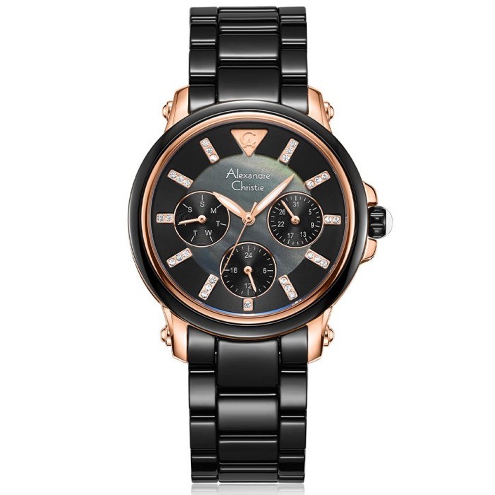 Alexandre Christie 2375 Ceramic Hitam Rosegold Cewek