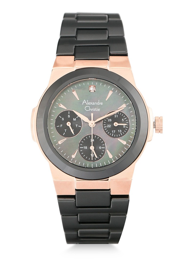 Alexandre Christie Jam Tangan Wanita - Black Rosegold - Keramik - 2862 BFBRGMA