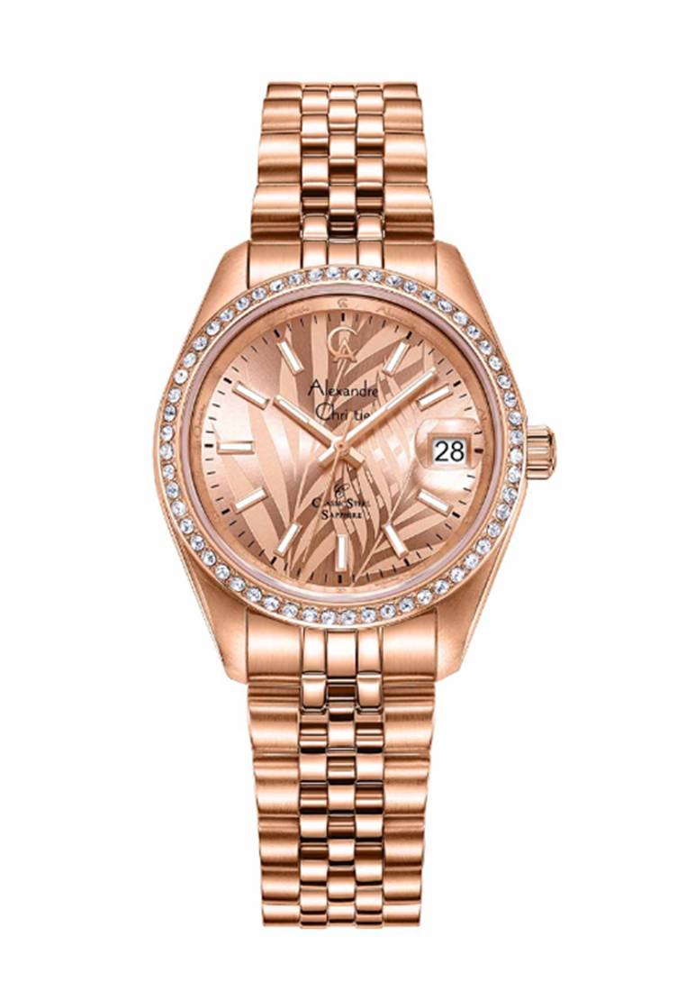 ALEXANDRE CHRISTIE AC 5012 FULL ROSEGOLD LEAF DIAL DIAMOND LDBRGRGLN