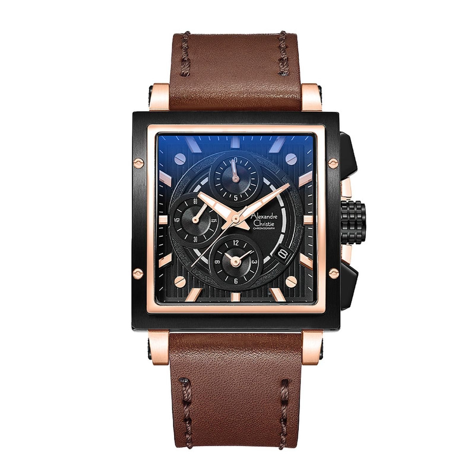 Alexandre Christie 6182 Hitam Kulit Cokelat Cowok