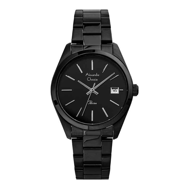 Alexandre Christie Jam Tangan Wanita Alexandre Christie AC 2839 LD BIPBA Black Dial Black Stainless 