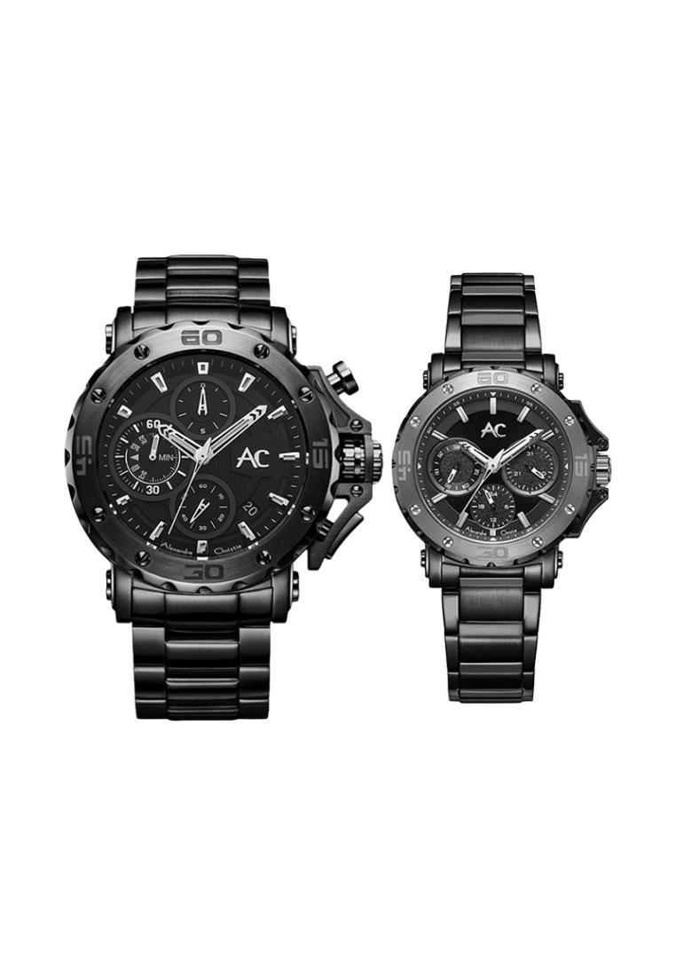 Alexandre Christie Jam Tangan Couple Alexandre Christie AC 9205 BEPBA Couple Black Dial Black Stainl