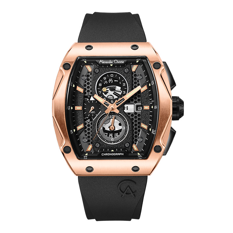 Alexandre Christie Jam Tangan Pria Alexandre Christie AC 6608 MC RRGBA Chronograph Men Black Dial Bl