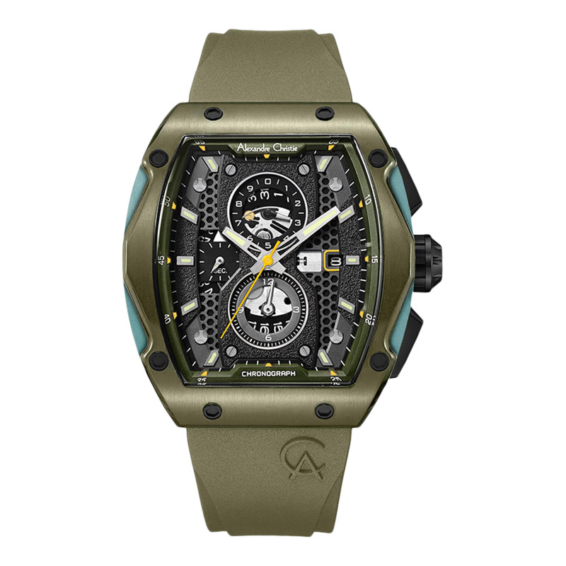 Alexandre Christie Jam Tangan Pria Alexandre Christie AC 6608 MC RGABA Chronograph Men Black Dial Gr