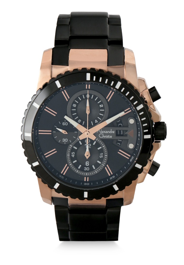 Alexandre Christie Jam Tangan Pria - Black Rosegold - Stainless Steel - 6532 MCBBRBA