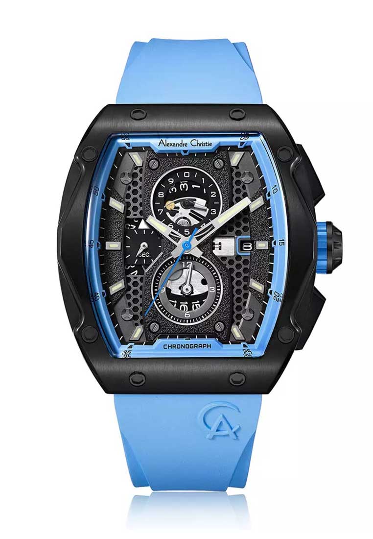 Alexandre Christie Jam Tangan Pria - Blue Black - Rubber - 6608 MCRIPBALB