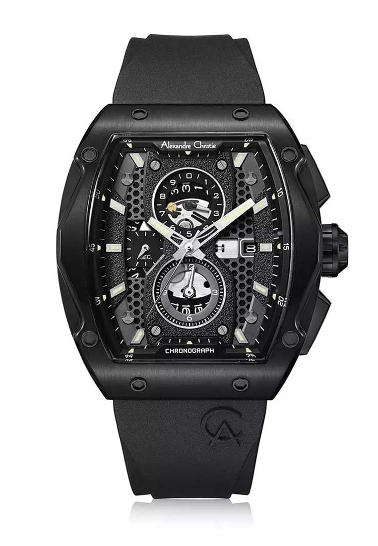 Alexandre Christie Jam Tangan Pria - Black - Rubber - 6608 MCRIPBA
