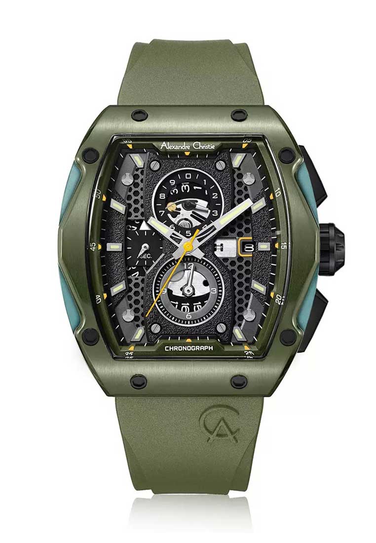Alexandre Christie Jam Tangan Pria - Green Black - Rubber - 6608 MCRGABA