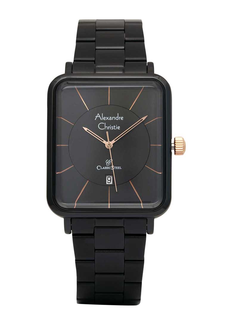 Alexandre Christie Jam Tangan Pria - Black Rosegold - Stainless Steel - 8662 MDBIPBARG