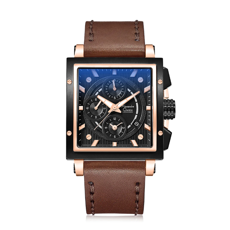 Alexandre Christie AC 6182 Rosegold Brown Leather GCLBRBA