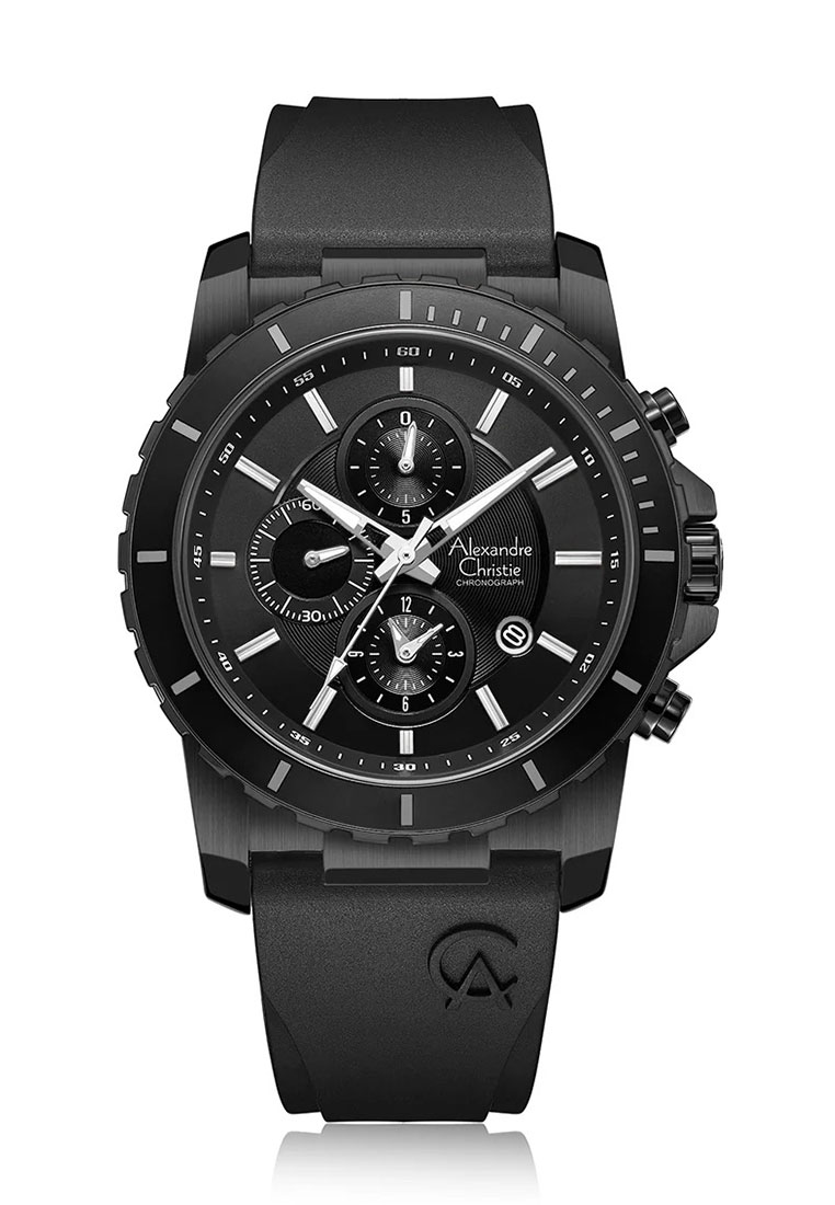 Alexandre Christie Jam Tangan Pria - Black - Rubber Strap - 6141 MCRIPBA