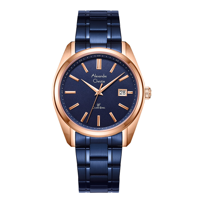 Alexandre Christie Jam Tangan Pria Alexandre Christie Classic Steel AC 8660 MD BURBU Men Blue Dial B