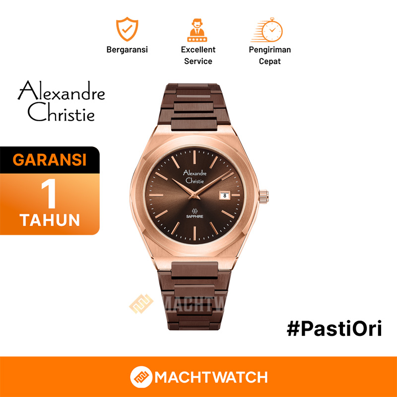 Alexandre Christie Jam Tangan Pria Alexandre Christie AC 8710 MD BROBOSG Men Sapphire Brown Dial Bro
