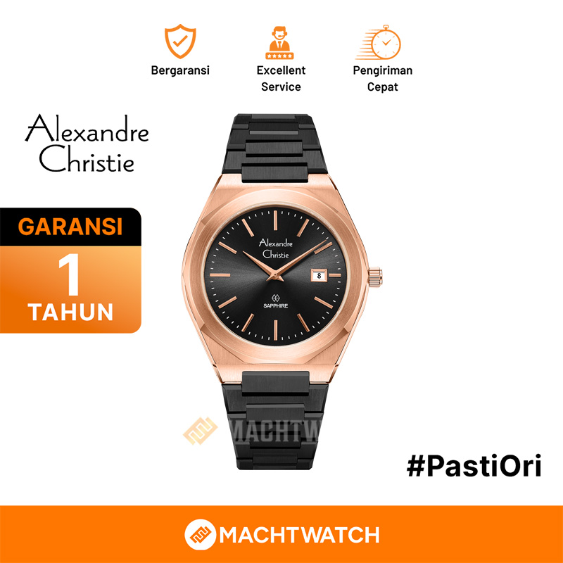 Alexandre Christie Jam Tangan Pria Alexandre Christie AC 8710 MD BBRDGSG Men Sapphire Black Dial Bla