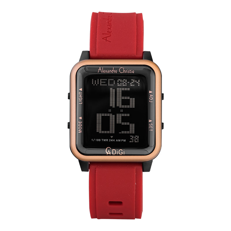 Alexandre Christie Jam Tangan Pria Alexandre Christie Digi AC 9344 MH RIPBARE Digital Dial Red Rubbe