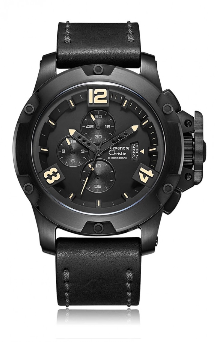 Alexandre Christie Men AC 6295 Black Leather