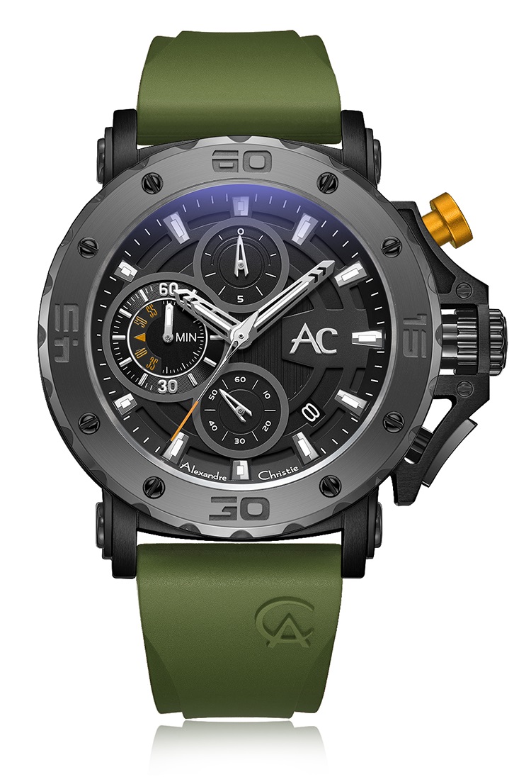 Alexandre Christie Men AC 9205 Stainless steel Rubber