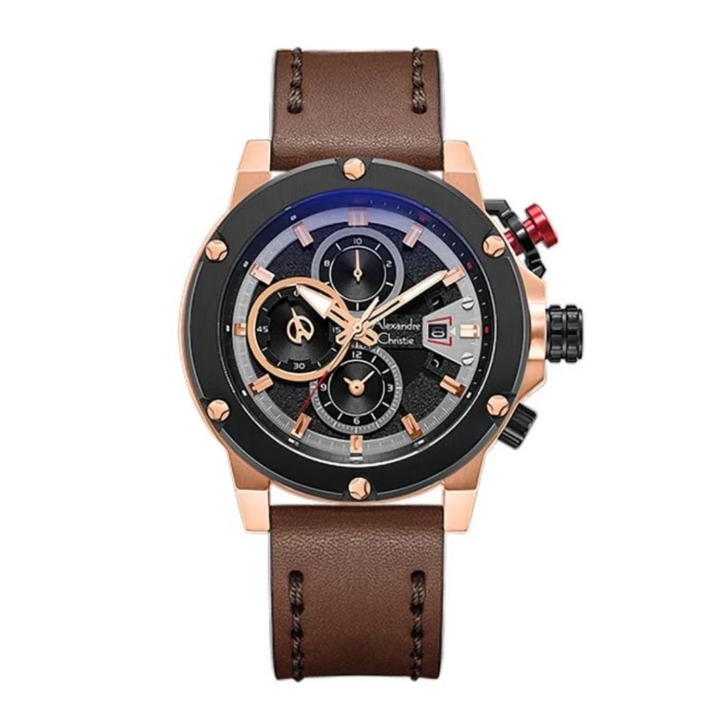 Alexandre Christie Jam Tangan Pria Alexandre Christie Chronograph AC 6491 GC LBRBA Men Leather Strap