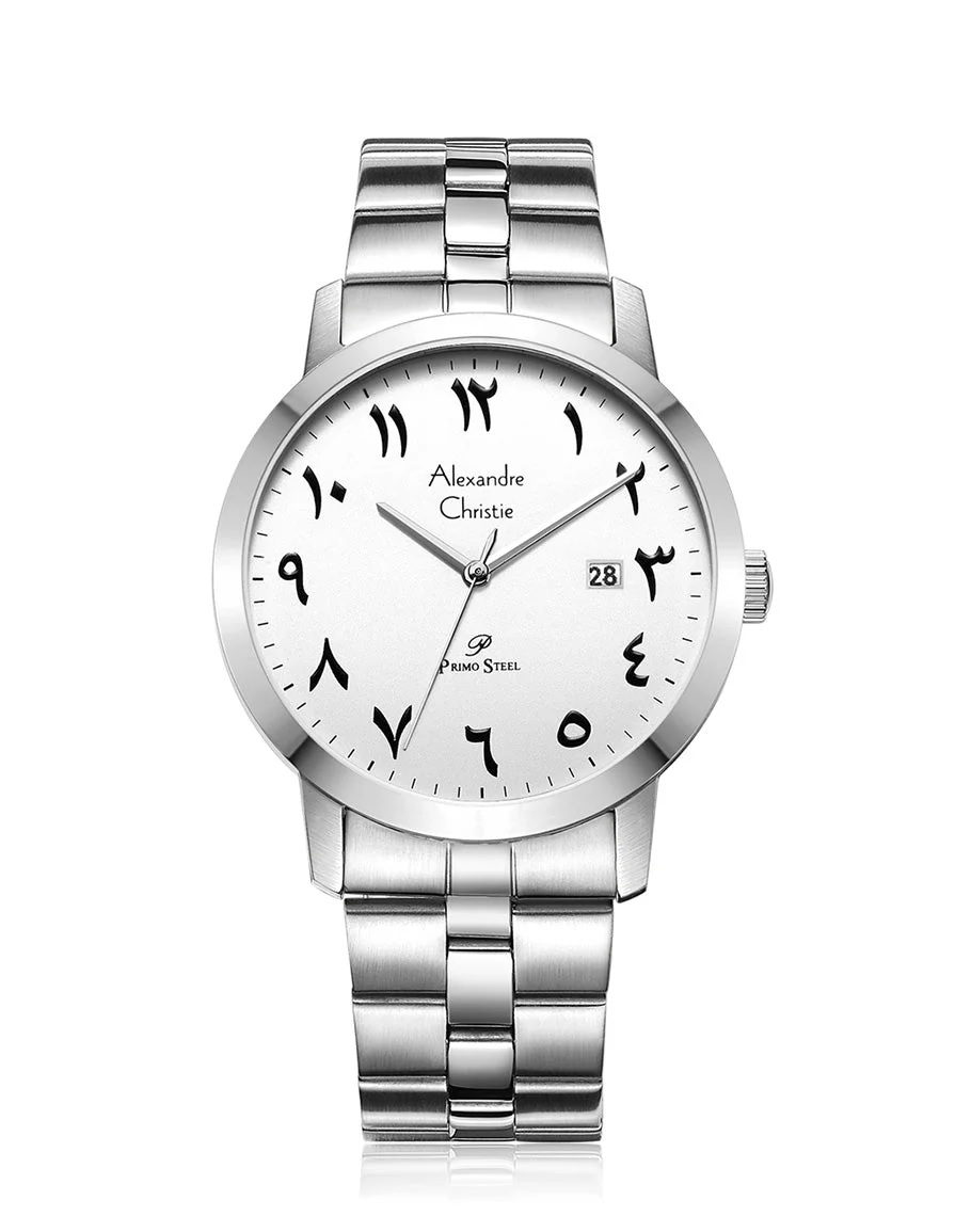Alexandre Christie Jam Tangan Pria 1007 Silver White Arabic Movement
