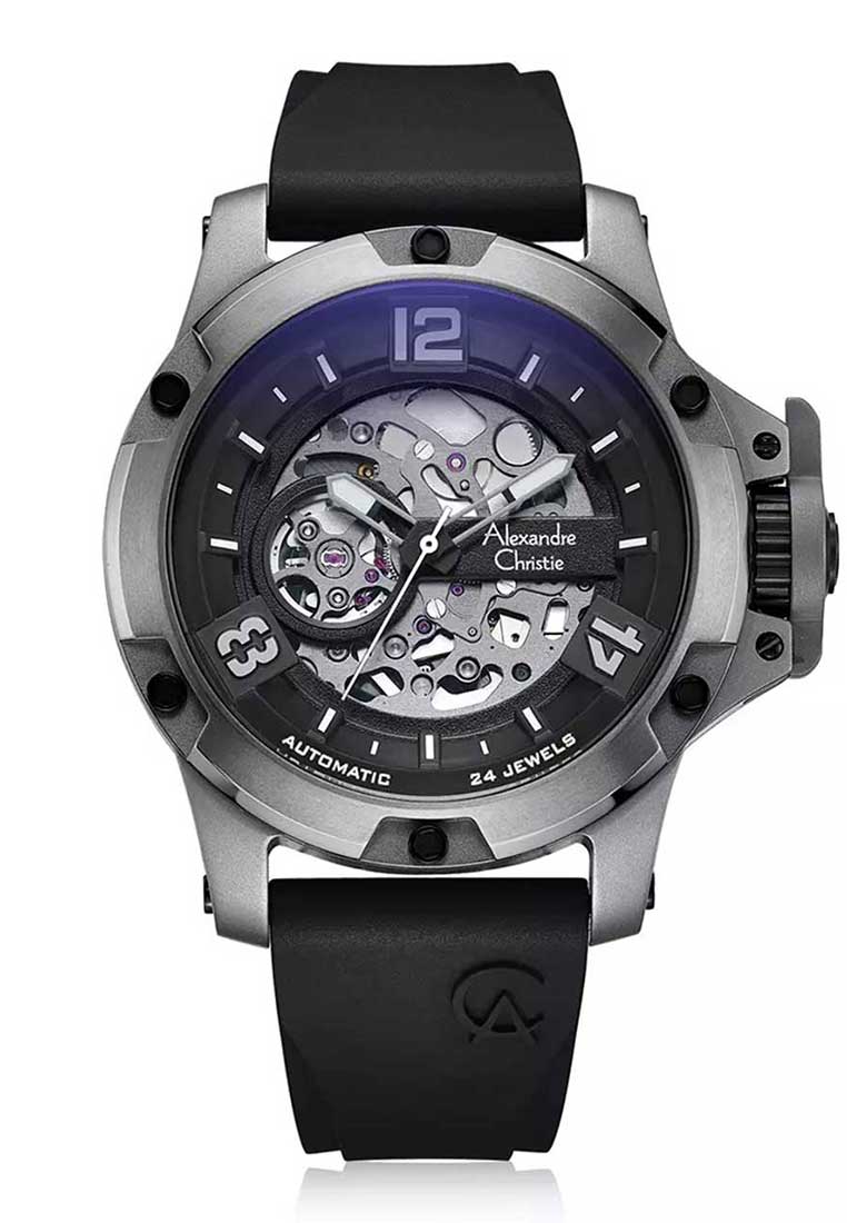 Alexandre Christie Jam Tangan Pria - Black Silver - Silicon - 6295 MTRTPBA