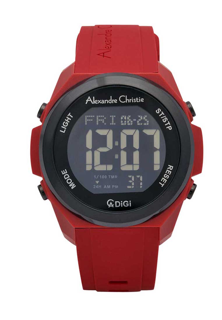 Alexandre Christie Jam Tangan Pria - Red Black - Silicon - 9342 MHRIGBARE