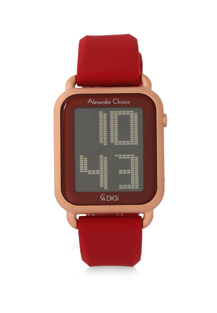 Alexandre Christie Jam Tangan Wanita - Red Rosegold - Rubber - 9332 LHRRGBARE