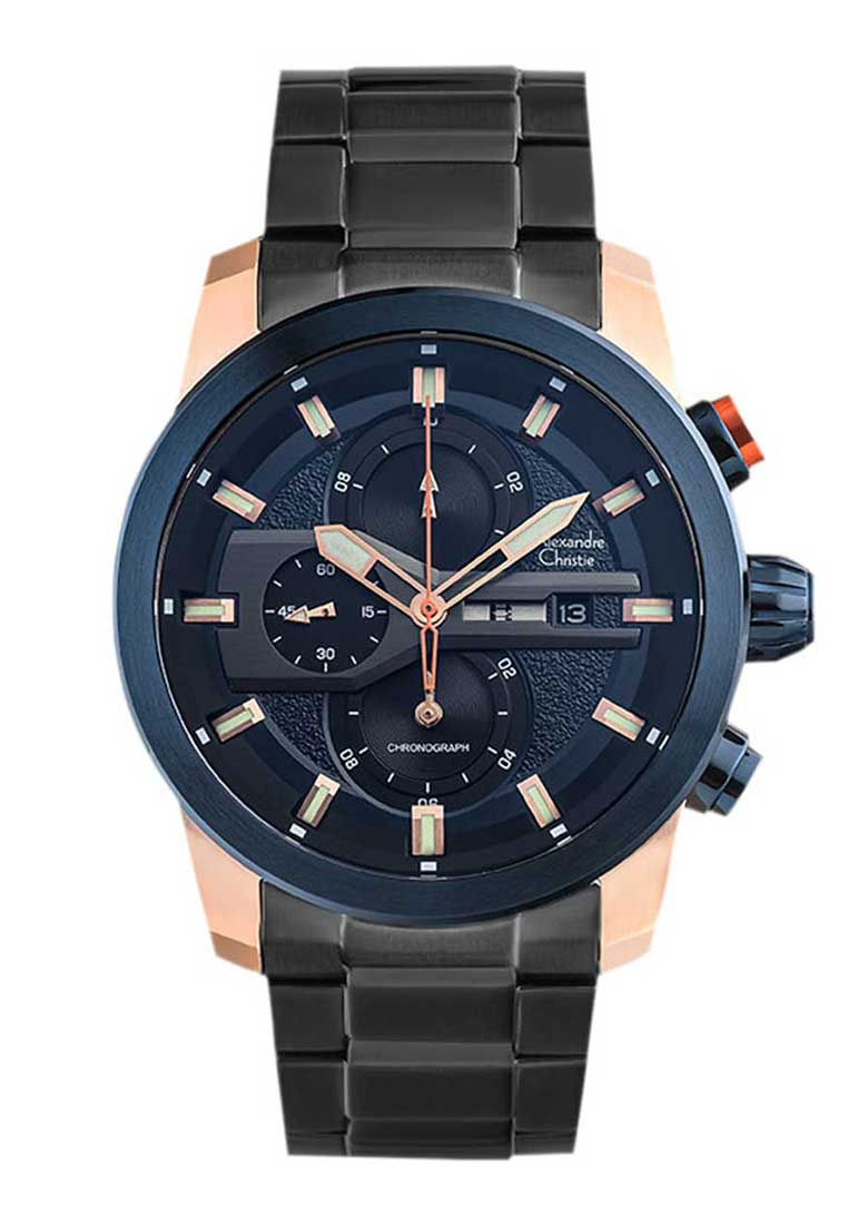 Alexandre Christie Jam Tangan Pria - Blue Rosegold - Stainless Steel - 6559 MCBURBU