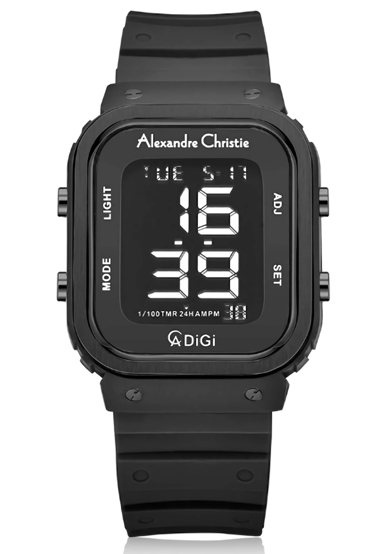 Alexandre Christie - Jam Tangan Digital Pria - Black - Rubber Strap - 9357 MHRIPBA