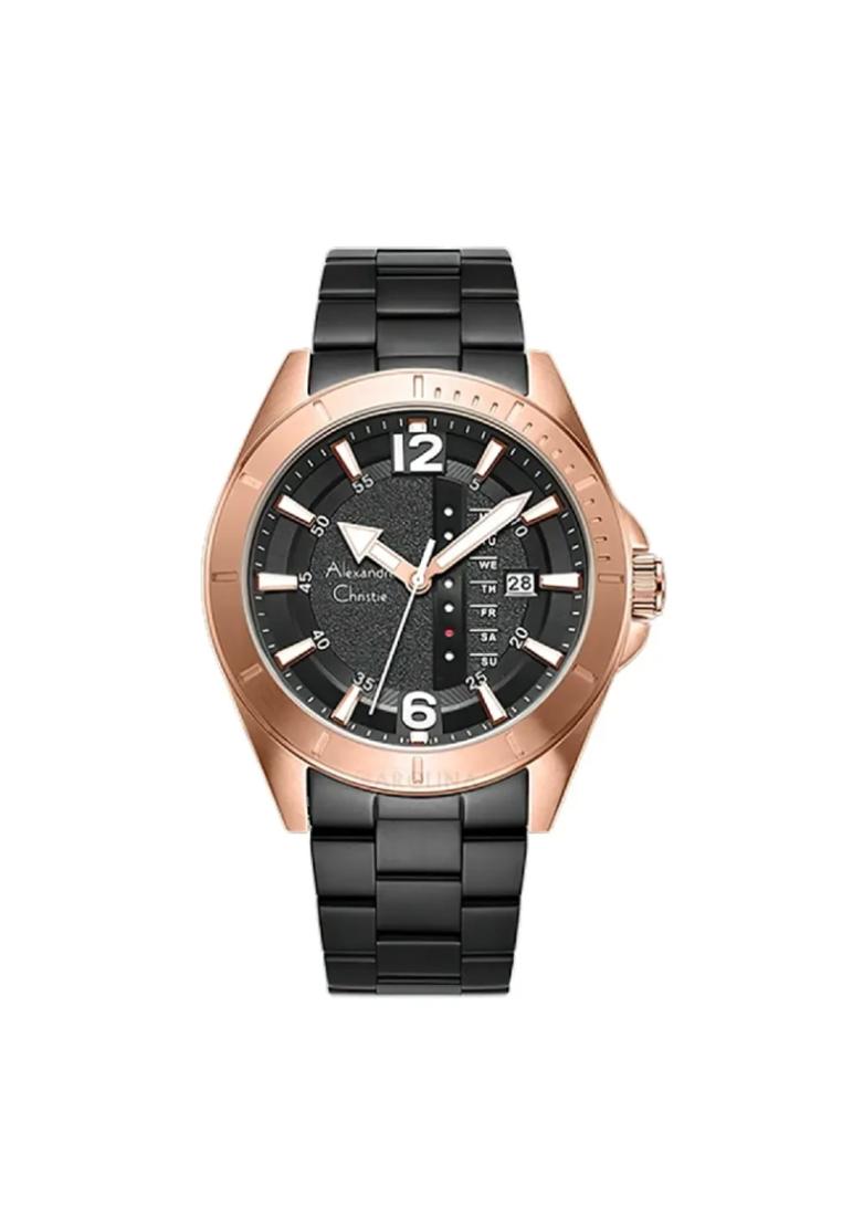Alexandre Christie AC 6535 Rosegold Black Steel MEBBRBA
