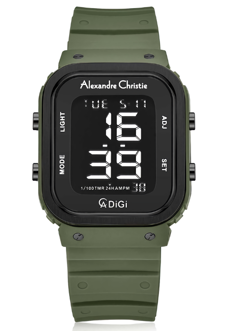Alexandre Christie - Jam Tangan Digital Pria - Green - Rubber Strap - 9357 MHRIPBAGN