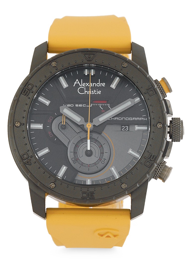 Alexandre Christie Jam Tangan Pria - Yellow Black - Rubber - 6627 MCRIPBAYL