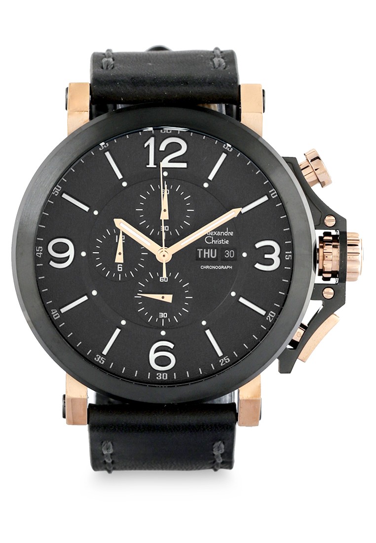 Alexandre Christie Jam Tangan Pria - Black Rosegold - Stainless Steel - 6281 MCLBRBA