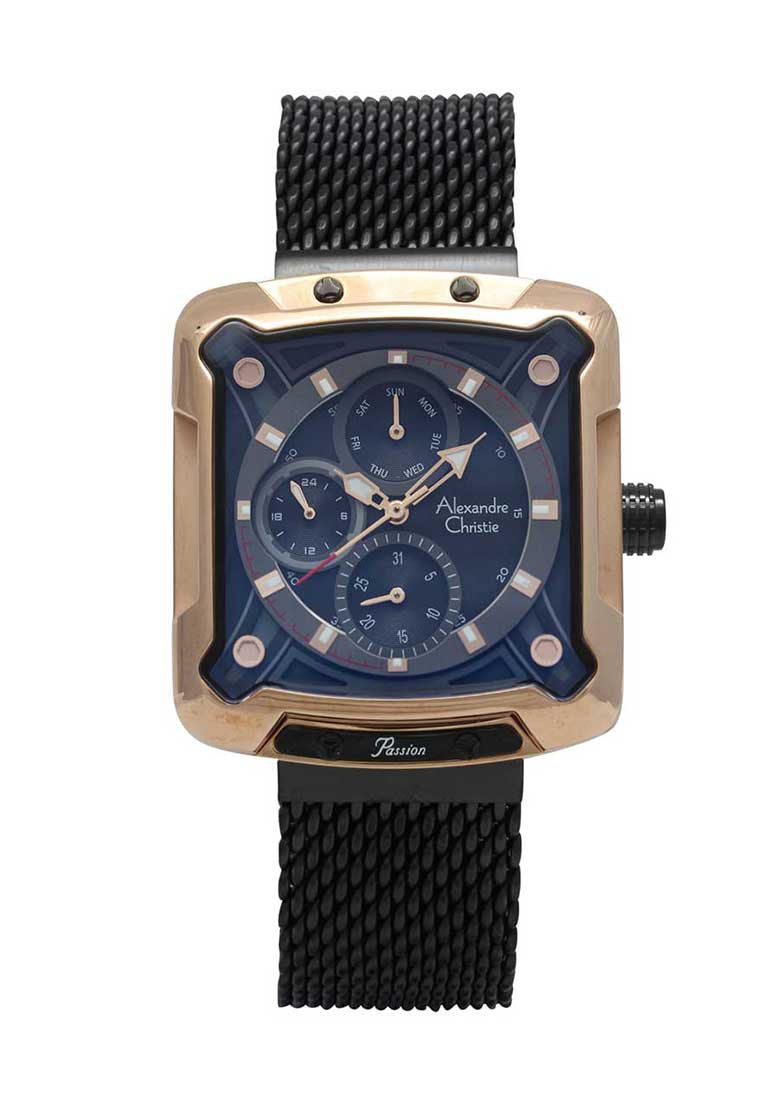 Alexandre Christie Jam Tangan - Black Rosegold - Tali Pasir - 3039 BFBBRBARG