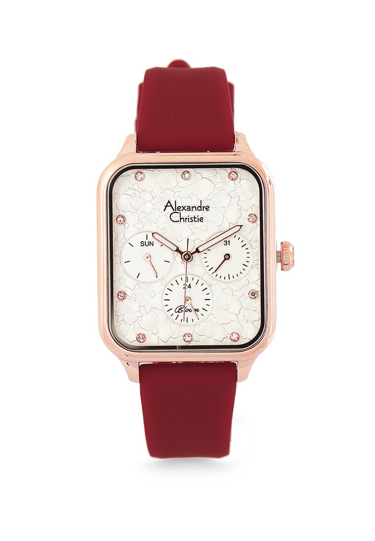 Alexandre Christie Jam Tangan Wanita - Red Rosegold - Rubber - 2A04 BFRRGSLRE