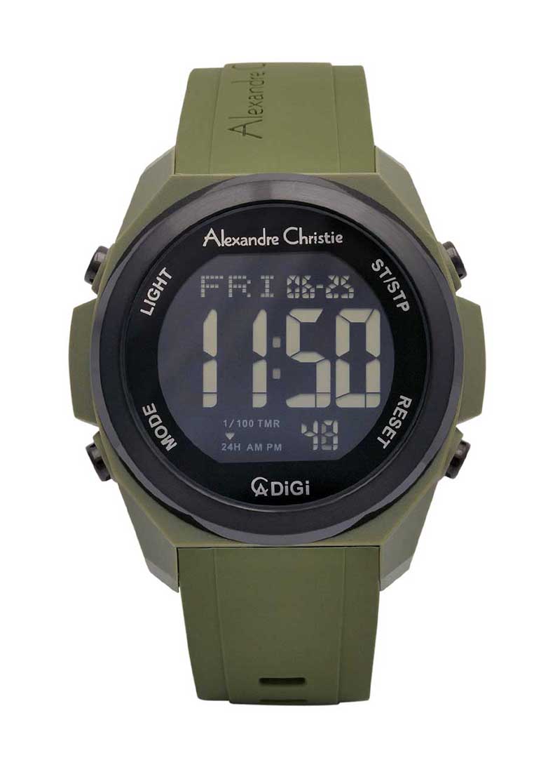 Alexandre Christie Jam Tangan Pria - Green Black - Silicon - 9342 MHRIGBAGN