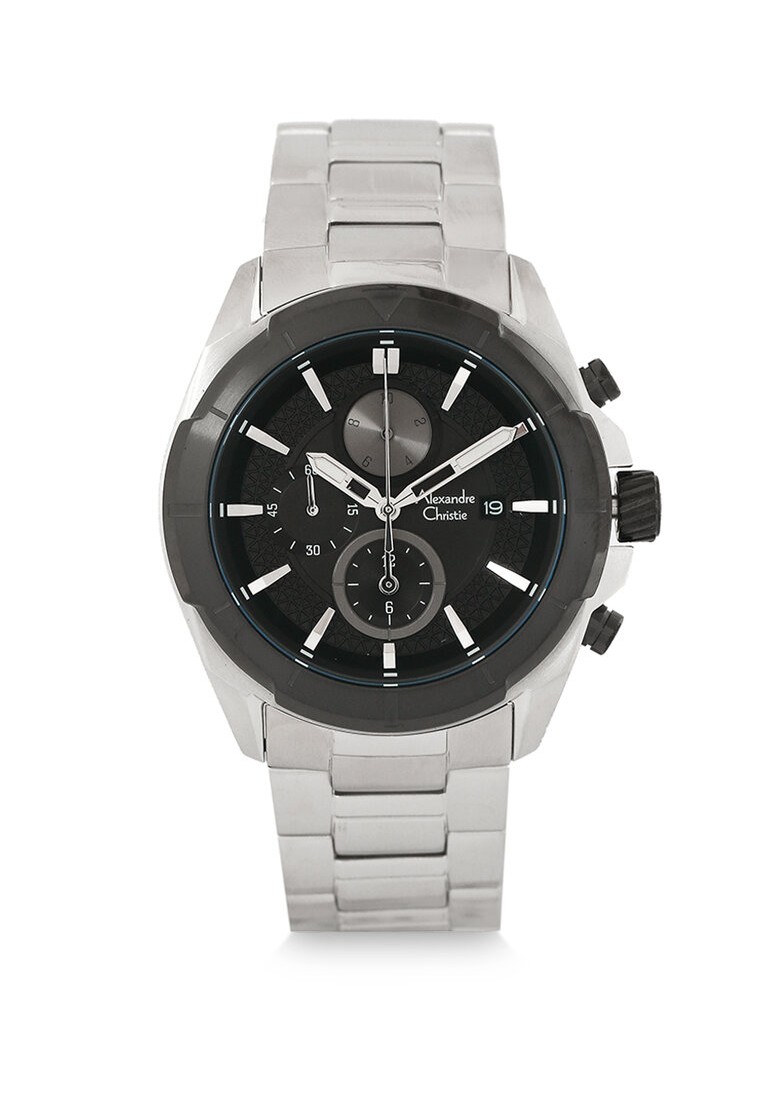 Alexandre Christie Jam Tangan Pria - Silver Black - Stainless Steel - 6596 MCBTBBA