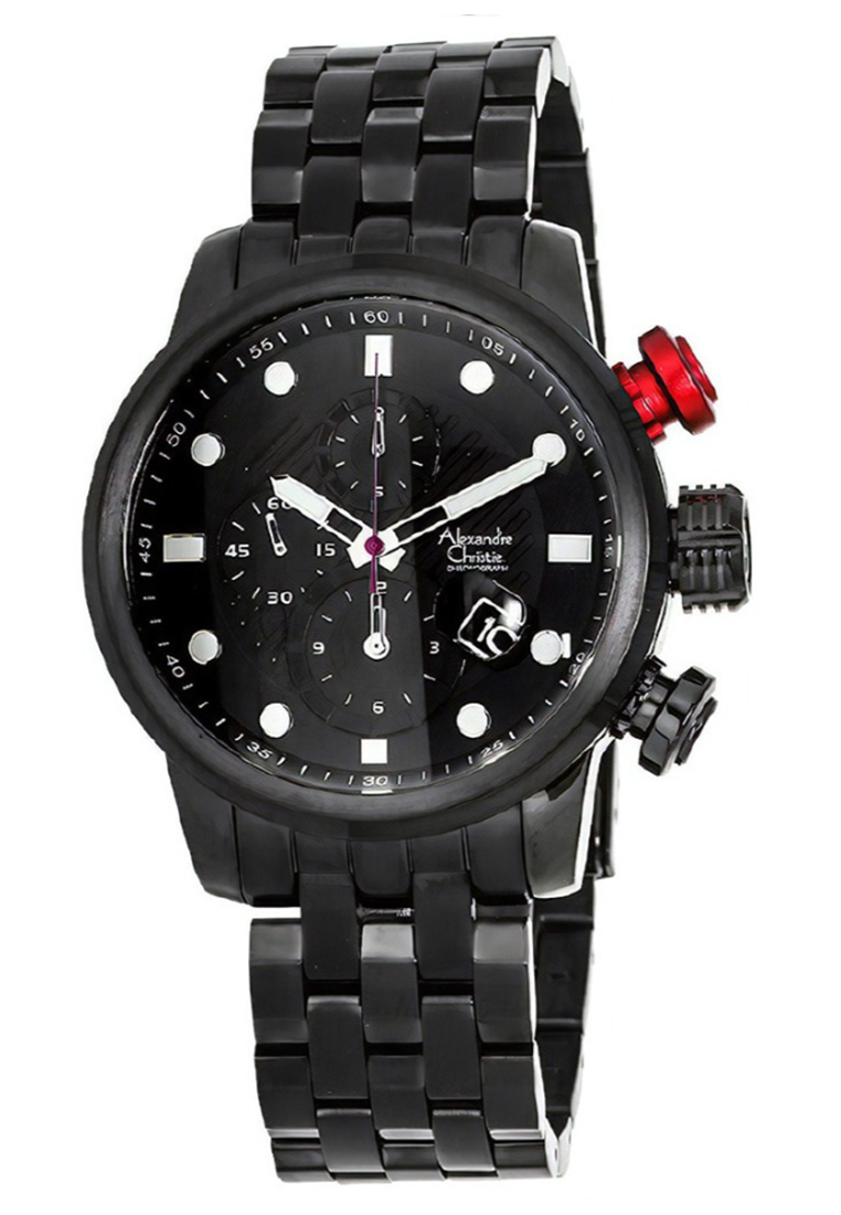 Alexandre Christie - Chronograph Watch - Black - Stainless Steel Bracelet - 6163MCBIPBARE