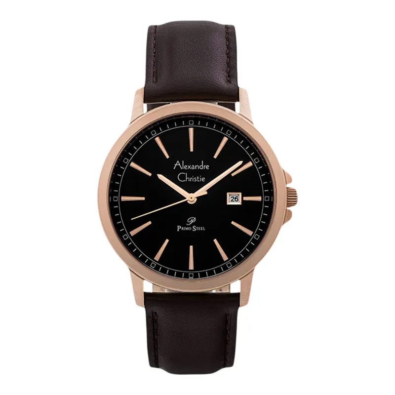 Alexandre Christie Jam Tangan Pria Alexandre Christie Primo Steel AC 1014 MD LRGDG Men Leather Strap