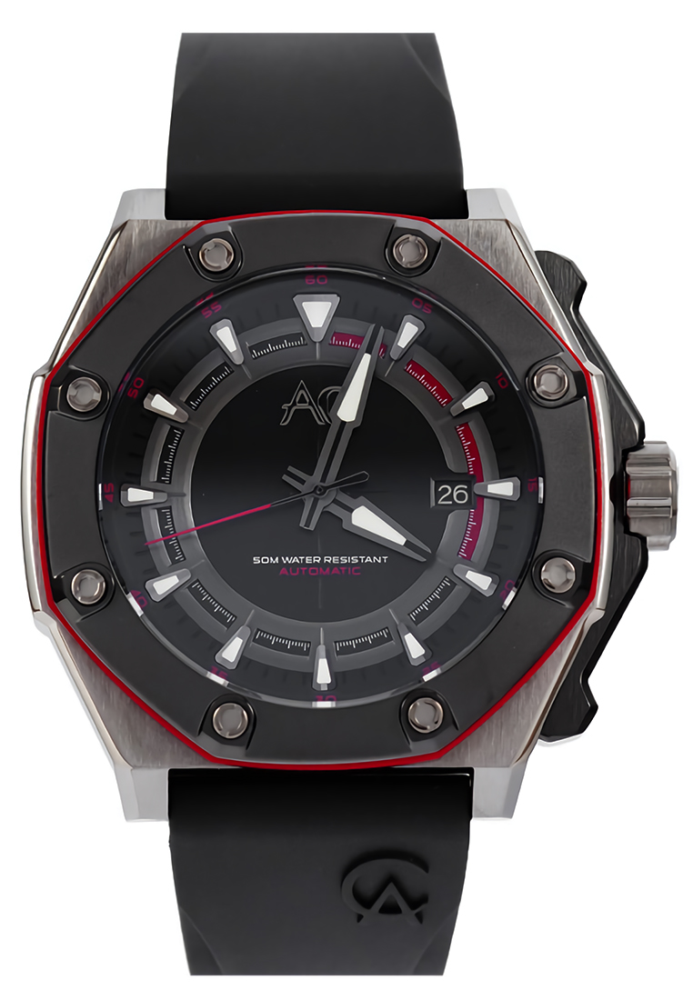 Alexandre Christie - Jam Tangan Automatic Pria - Black - Rubber Strap - 9601 MAREPBARE
