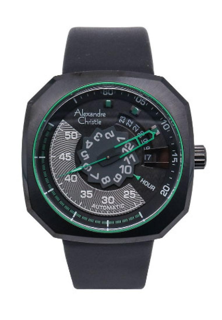 Alexandre Christie 3032 Kulit Full Black Dial Hijau Automatic Cowok